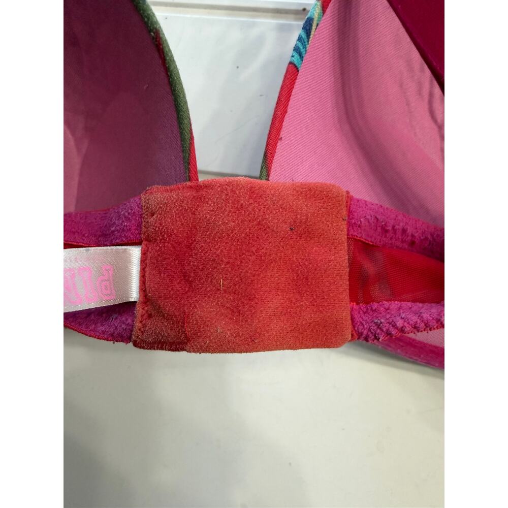 Victorias Secret Womens Sz 36DD Red Tropical Wear Everywear Super Push Up Bra - Picture 4 of 5